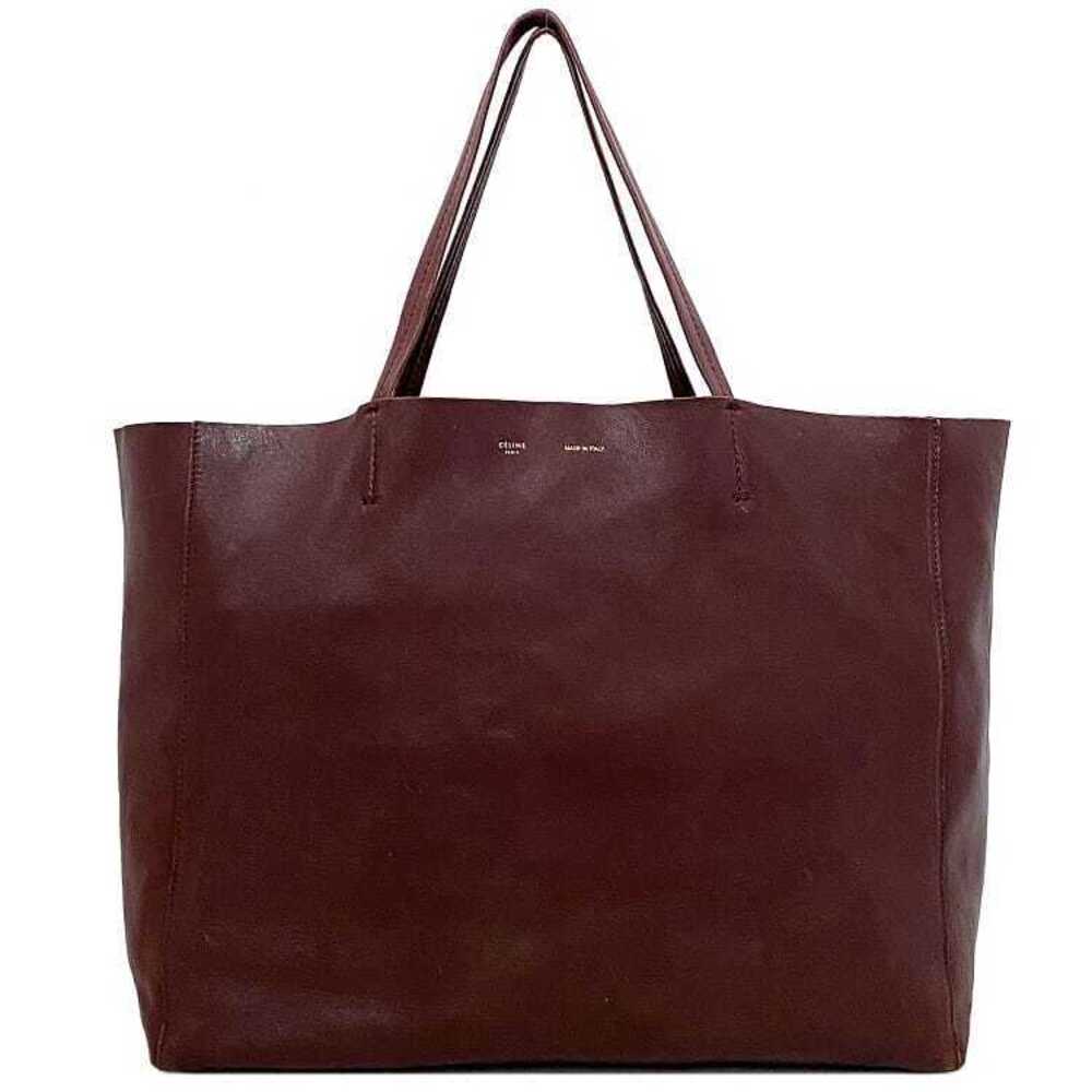 Celine Horizontal Cabas Tote Bag Wine Red Logo Leather Shoulder Business